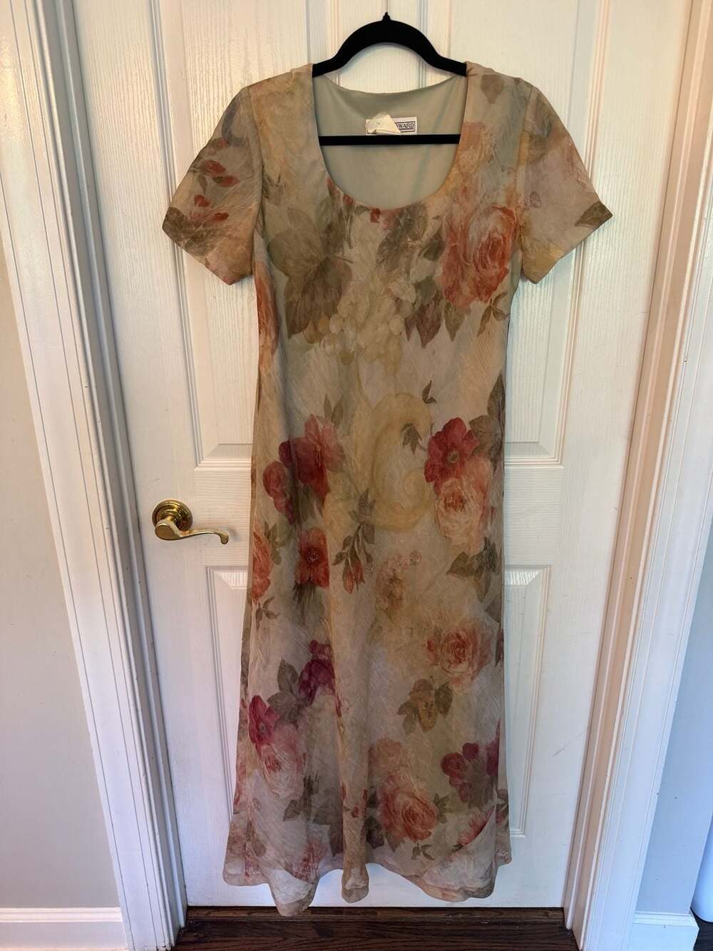 Vintage Jessica Howard Women's Floral Sheer Overlay Maxi Dress Size 10